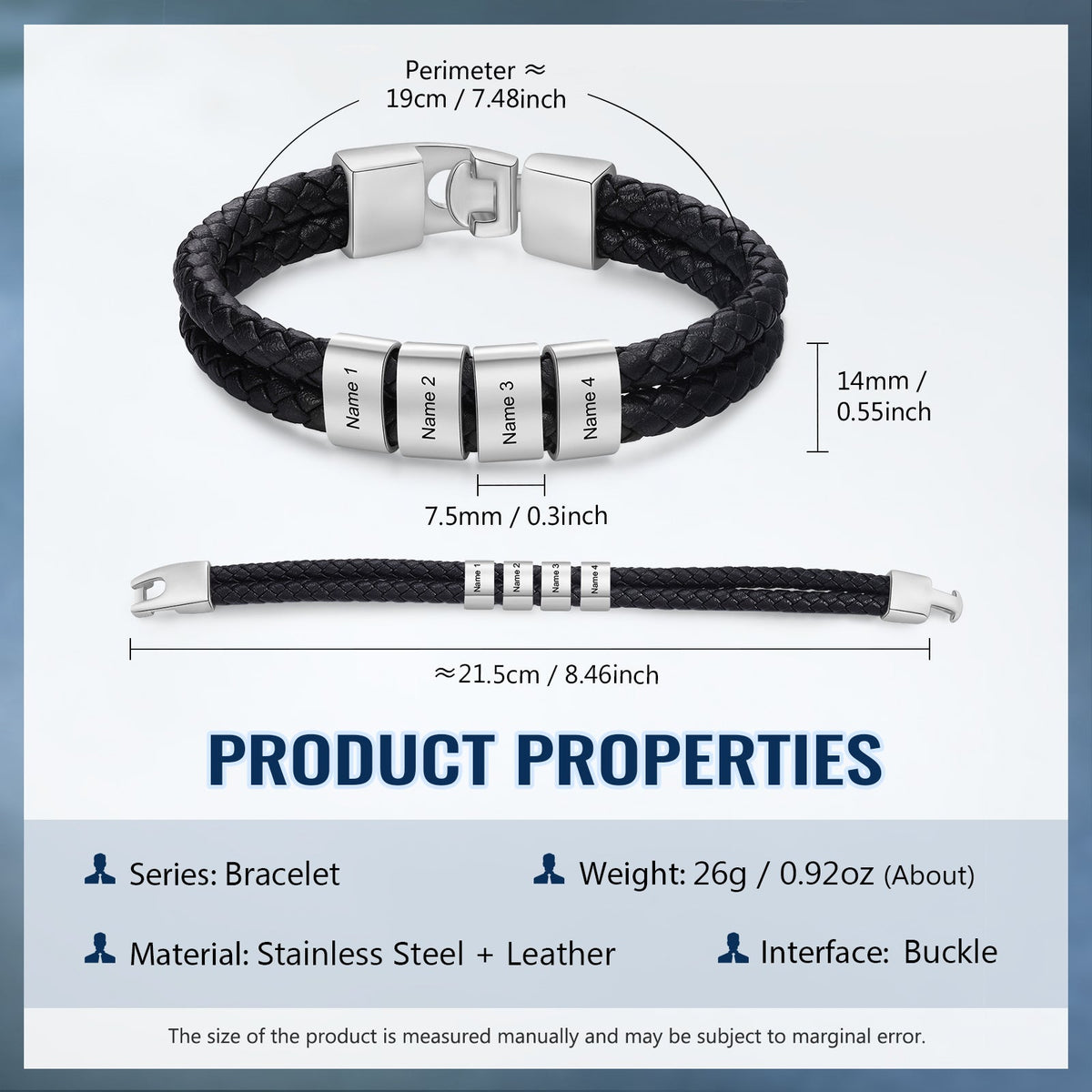 Custom Stainless Steal Leather Bracelet