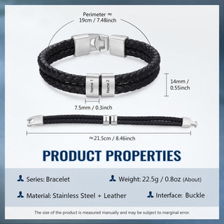 Custom Stainless Steal Leather Bracelet
