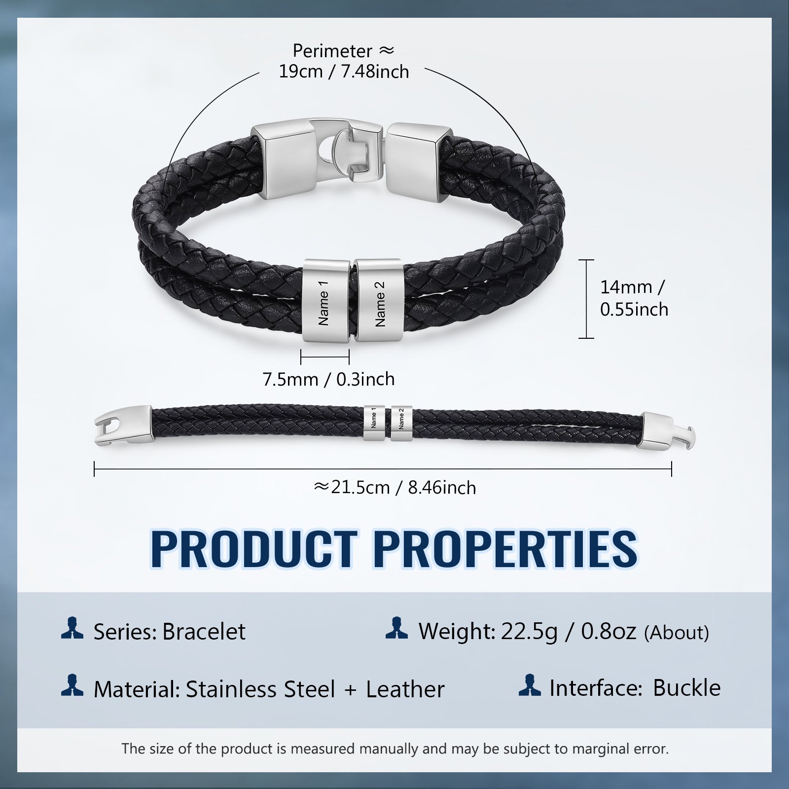 Custom Stainless Steal Leather Bracelet
