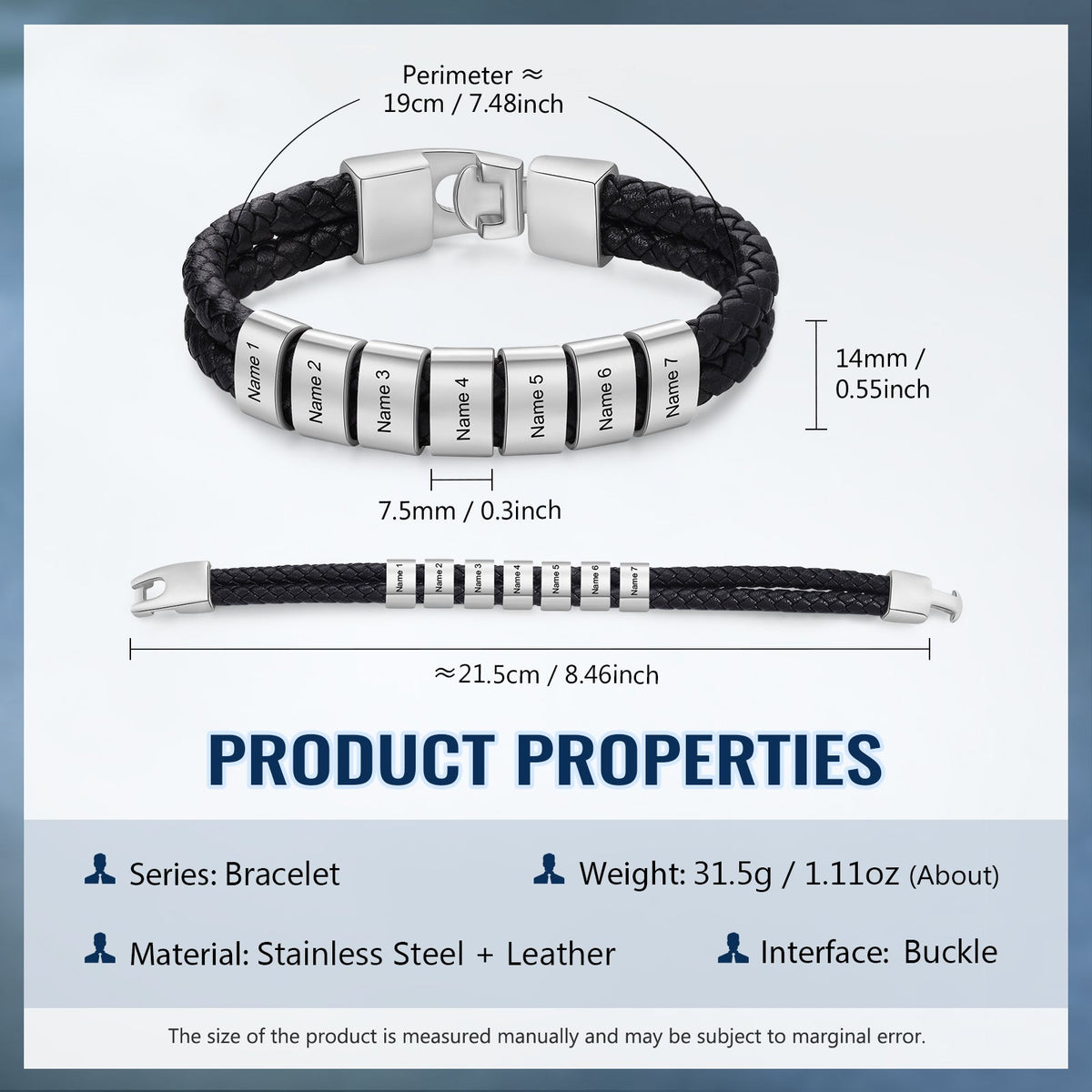 Custom Stainless Steal Leather Bracelet