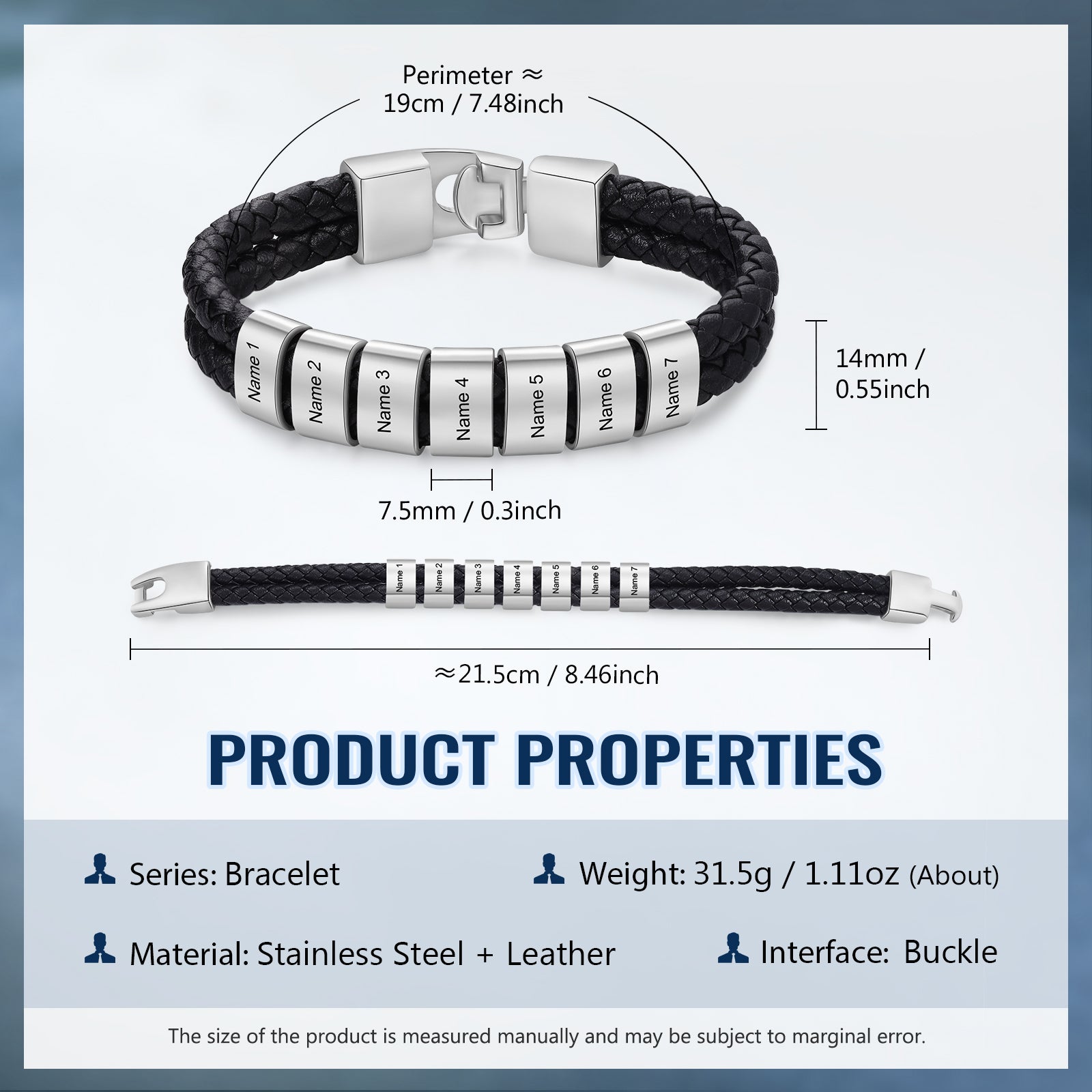 Custom Stainless Steal Leather Bracelet