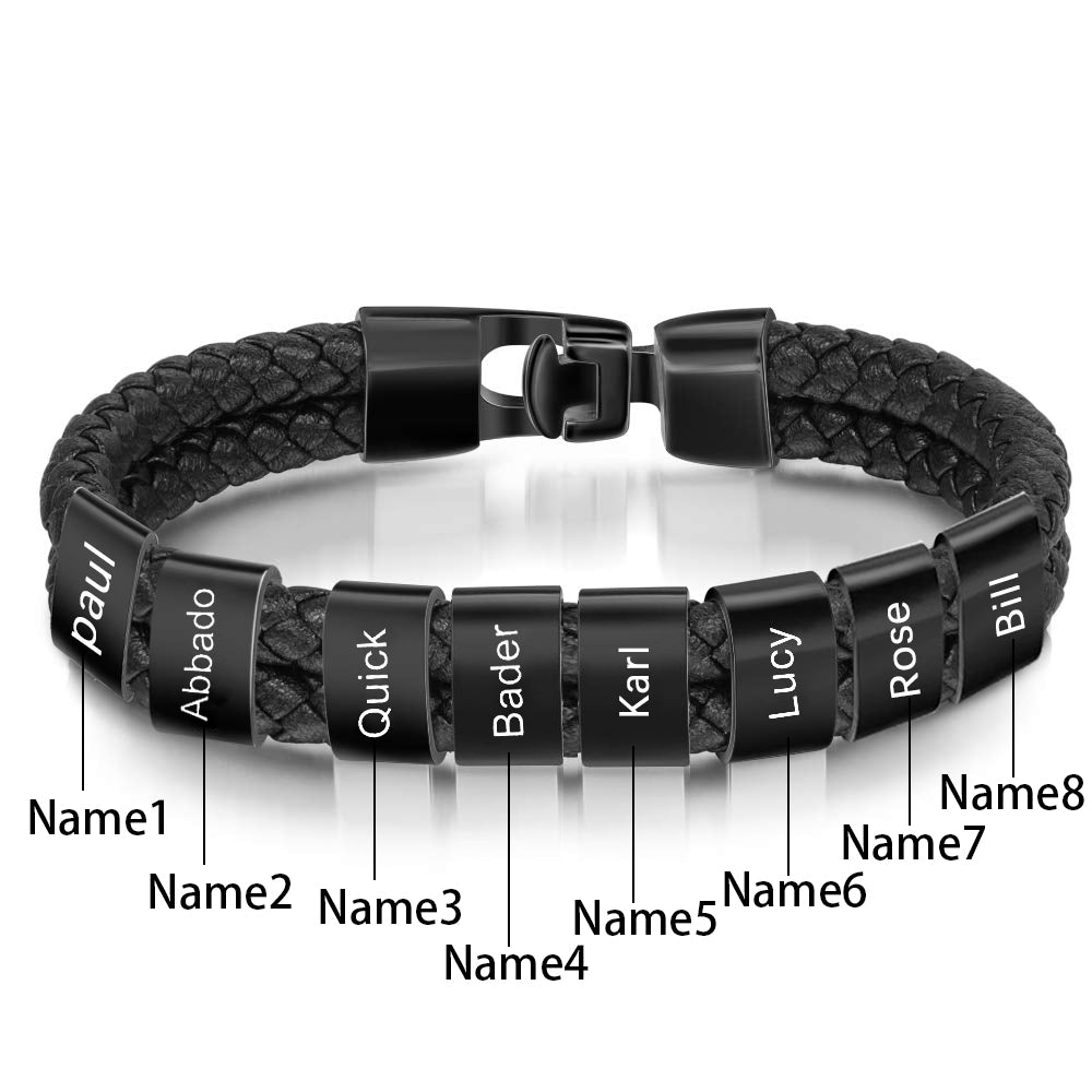 Custom Stainless Steal Leather Bracelet