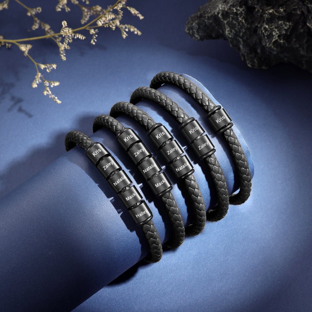 Custom Stainless Steal Leather Bracelet