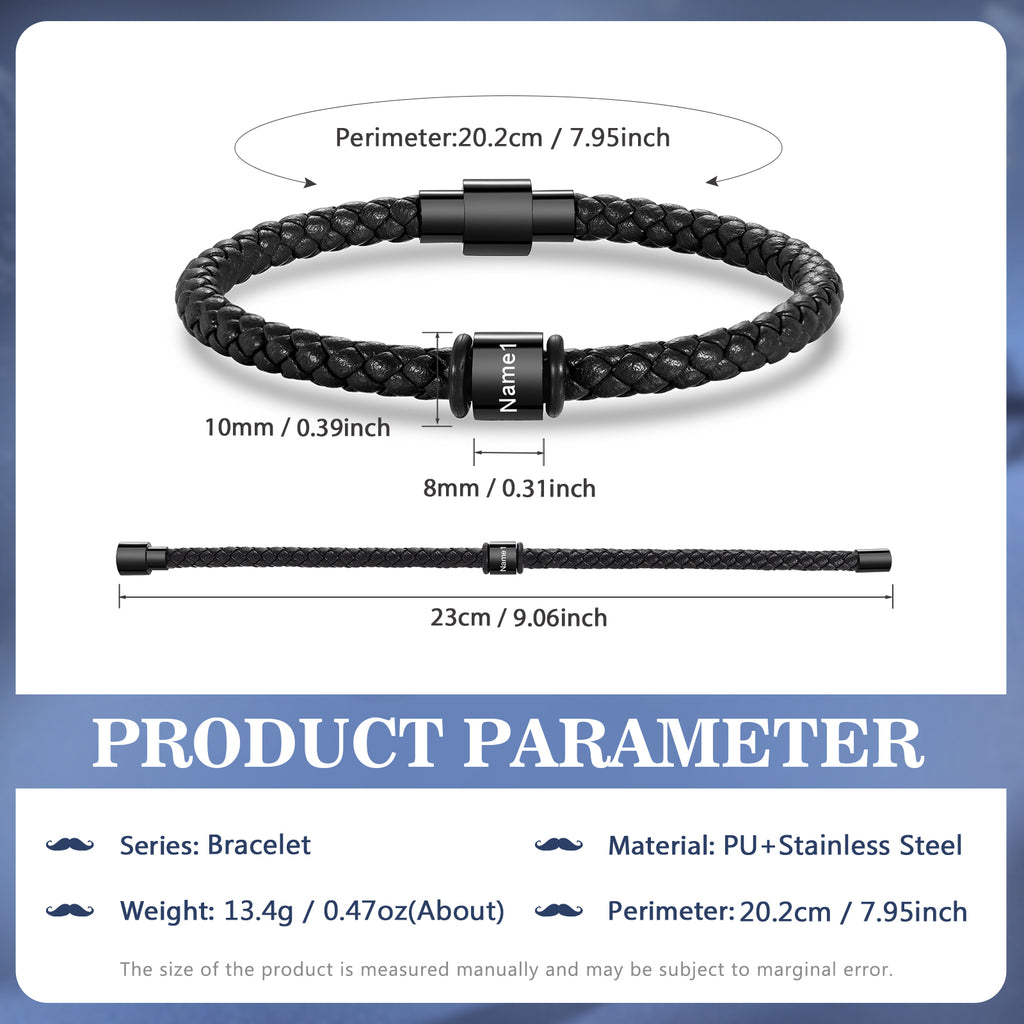 Custom Stainless Steal Leather Bracelet
