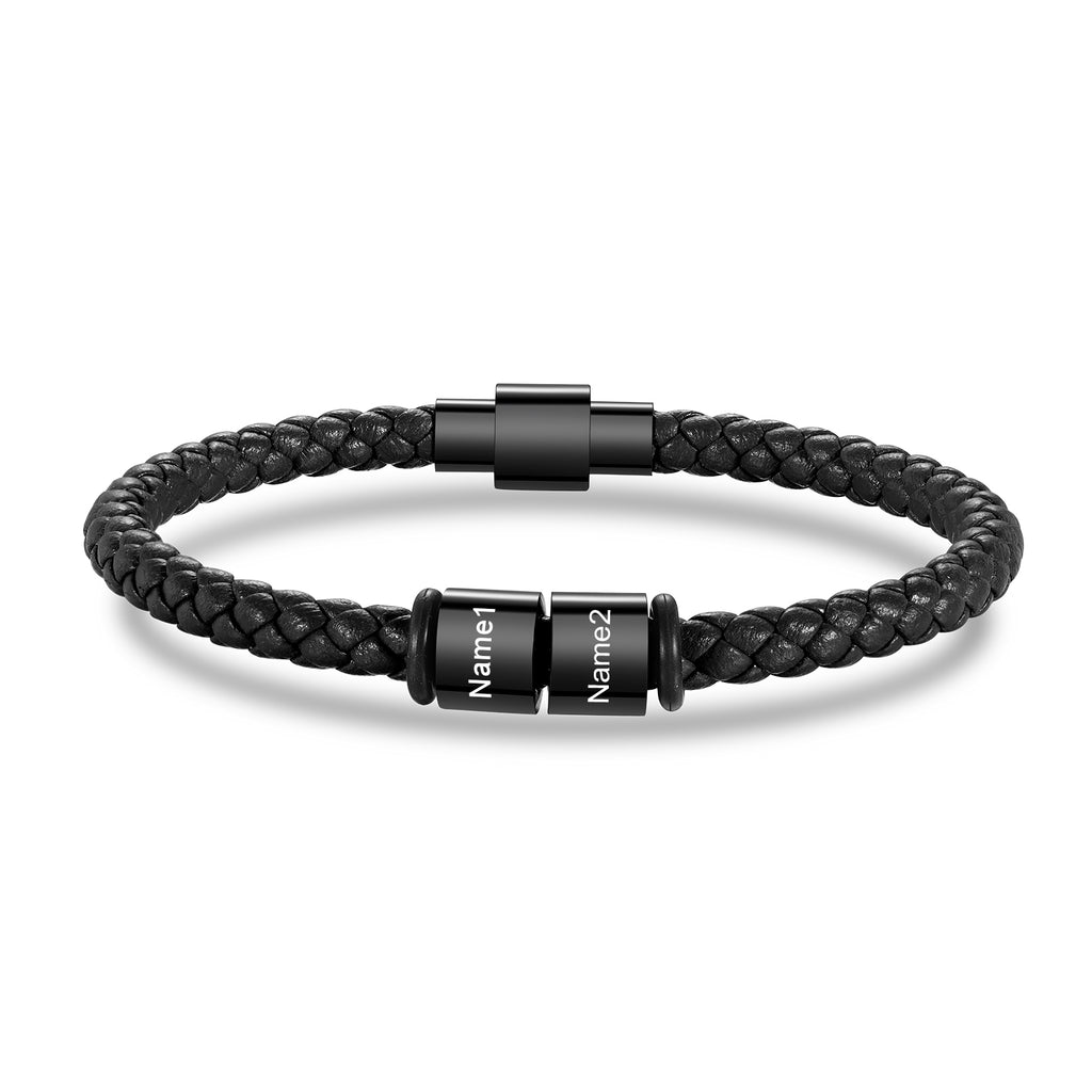 Custom Stainless Steal Leather Bracelet