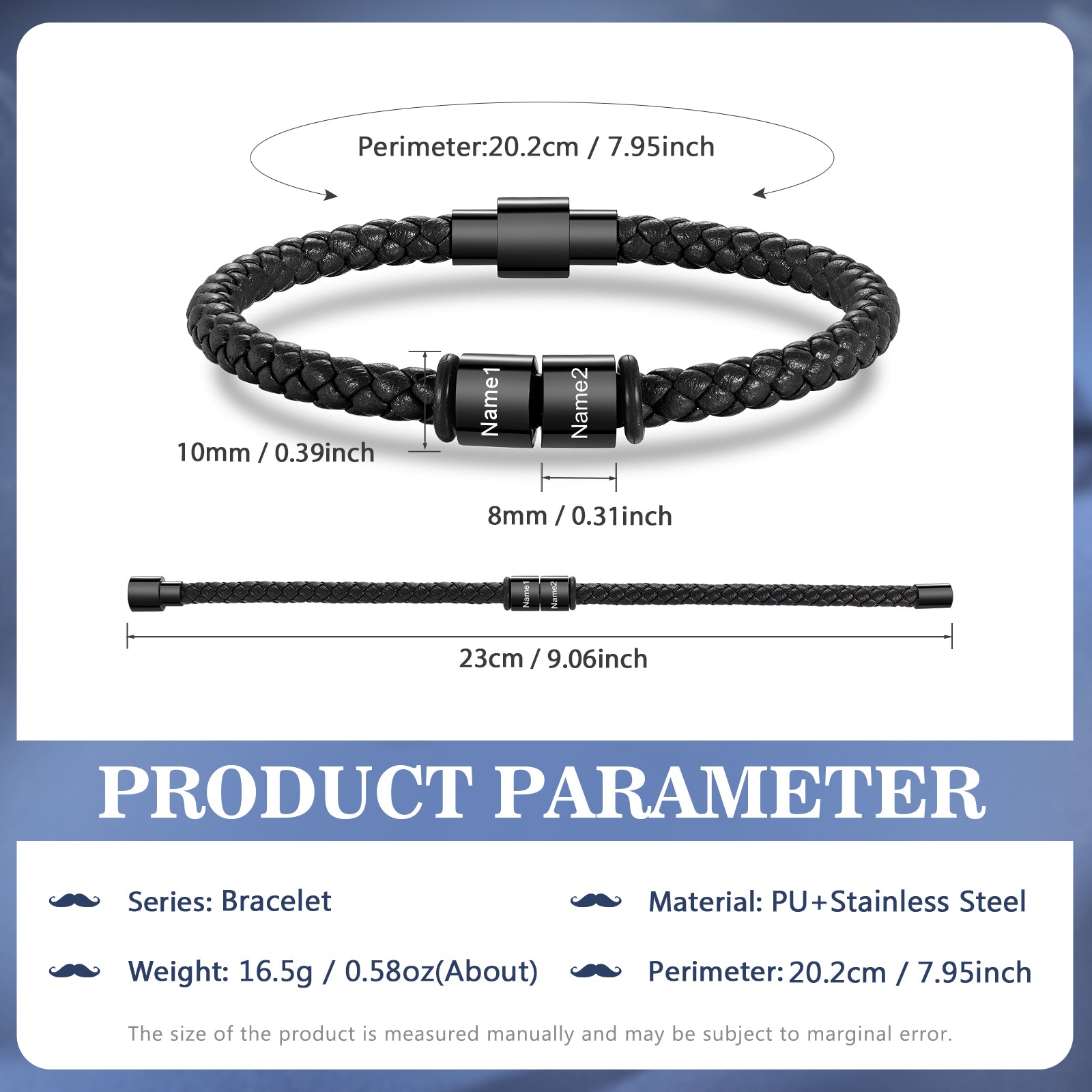 Custom Stainless Steal Leather Bracelet