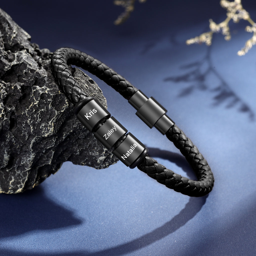 Custom Stainless Steal Leather Bracelet