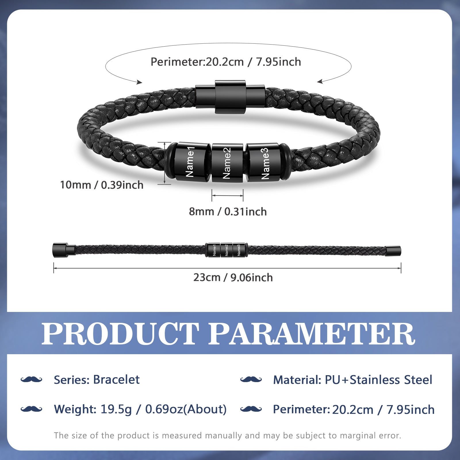 Custom Stainless Steal Leather Bracelet
