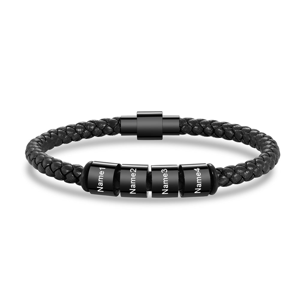 Custom Stainless Steal Leather Bracelet