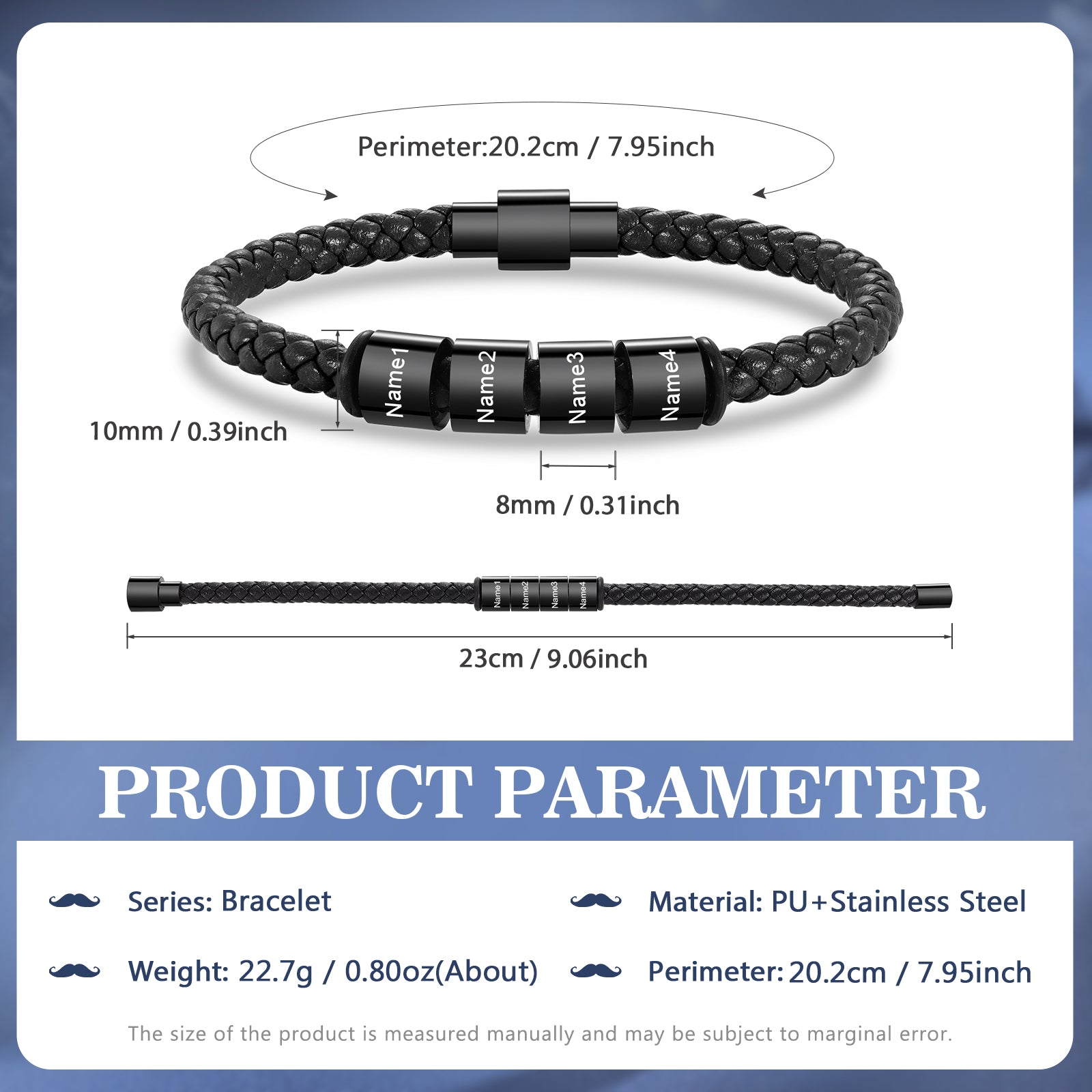 Custom Stainless Steal Leather Bracelet