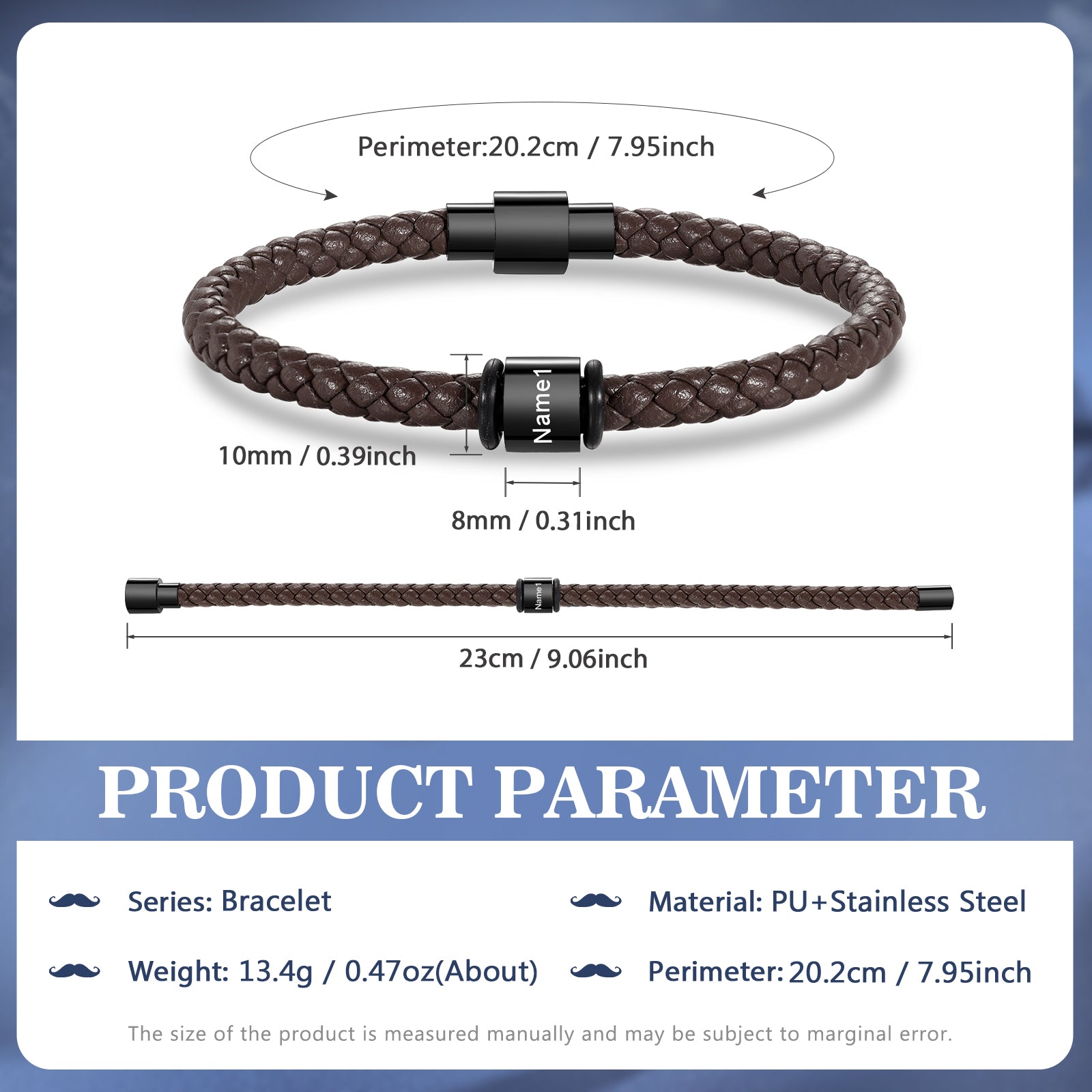 Custom Stainless Steal Leather Bracelet