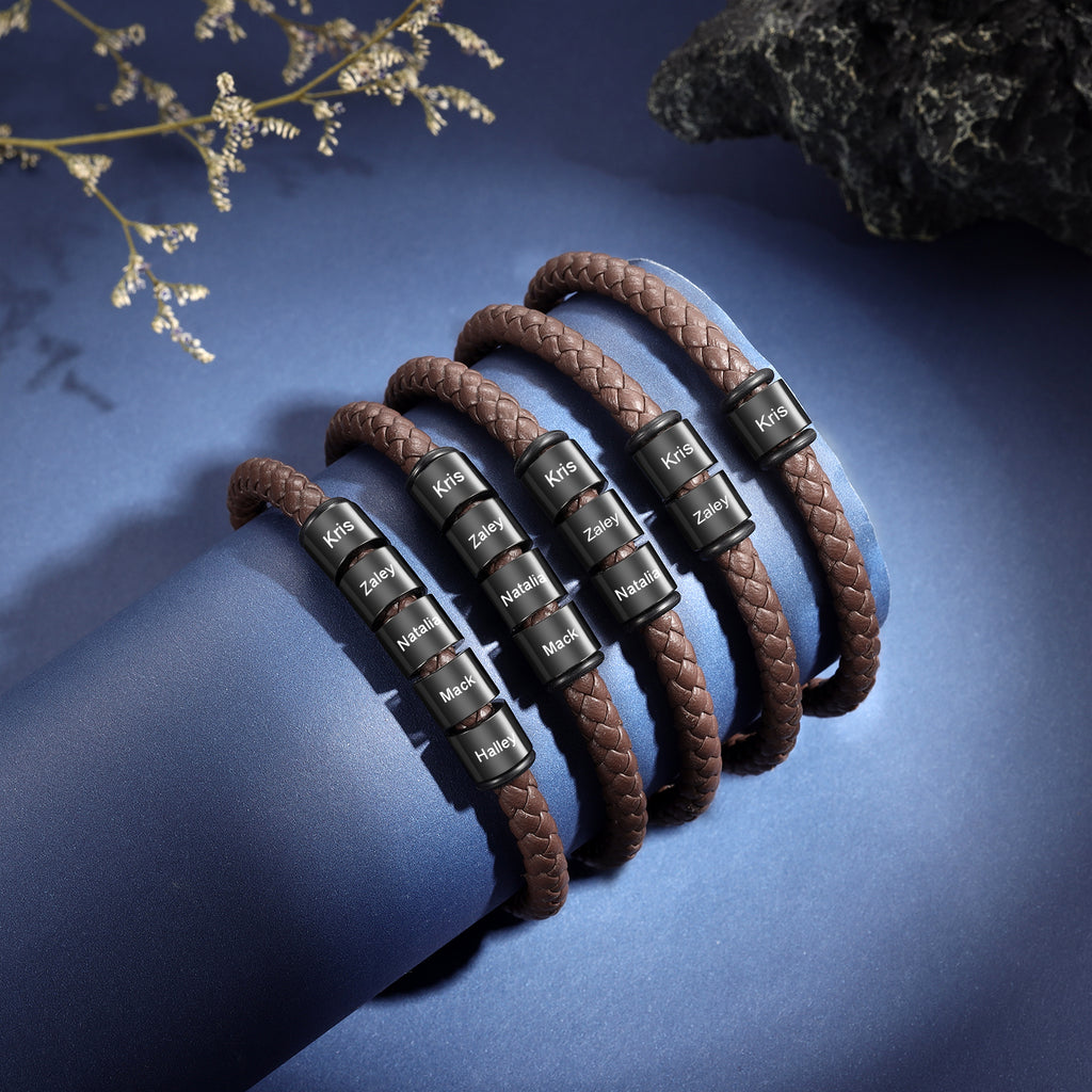 Custom Stainless Steal Leather Bracelet
