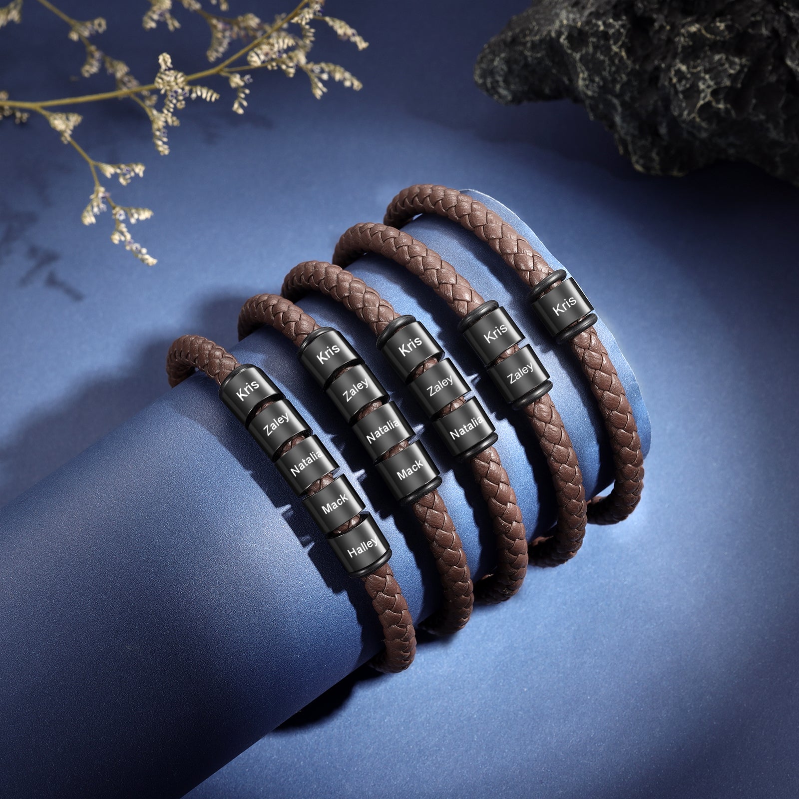 Custom Stainless Steal Leather Bracelet