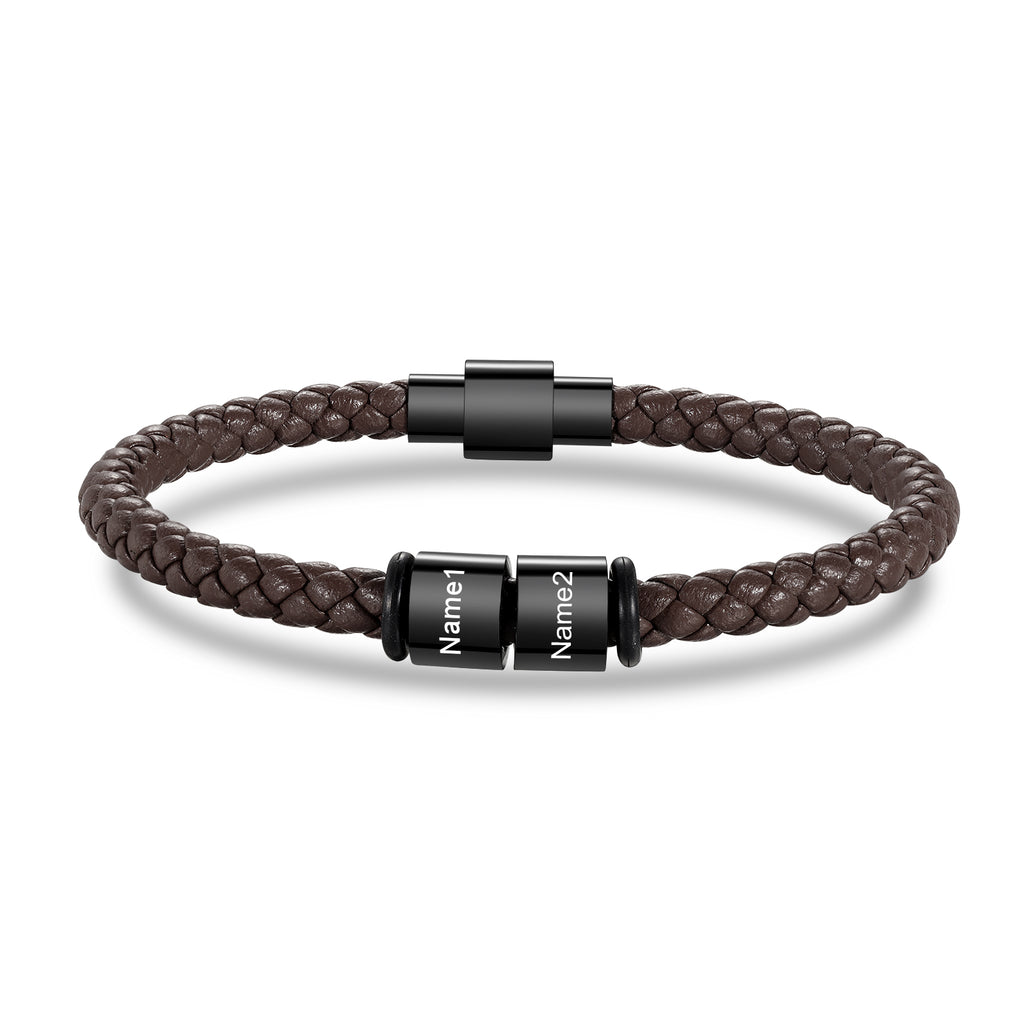 Custom Stainless Steal Leather Bracelet
