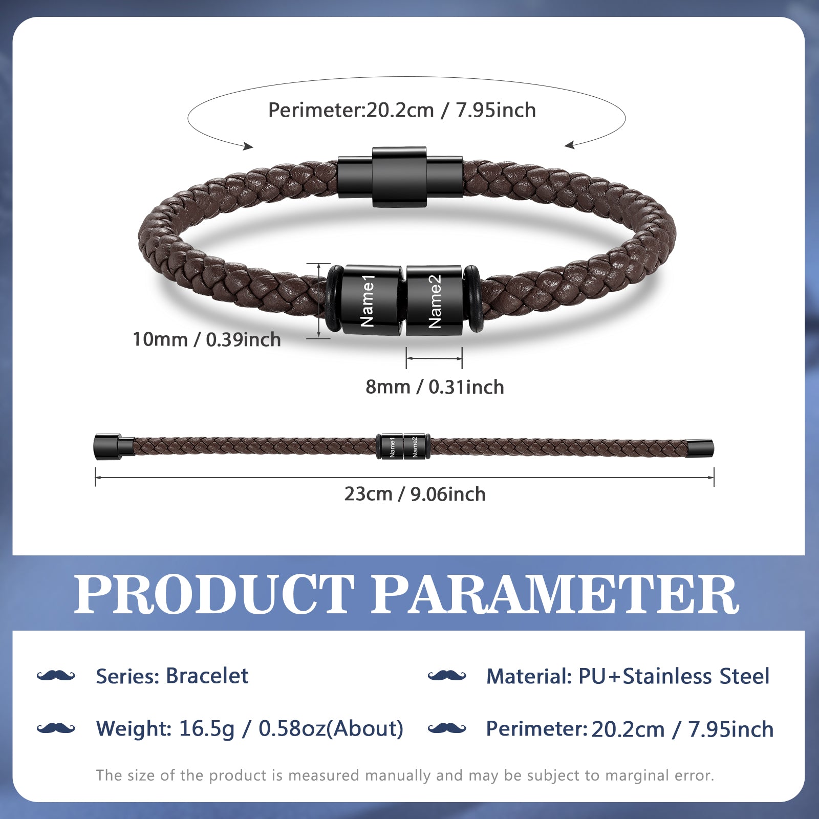 Custom Stainless Steal Leather Bracelet