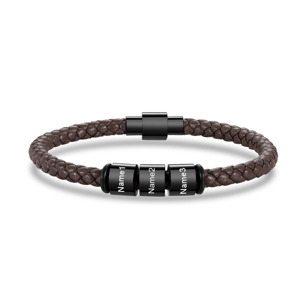 Custom Stainless Steal Leather Bracelet