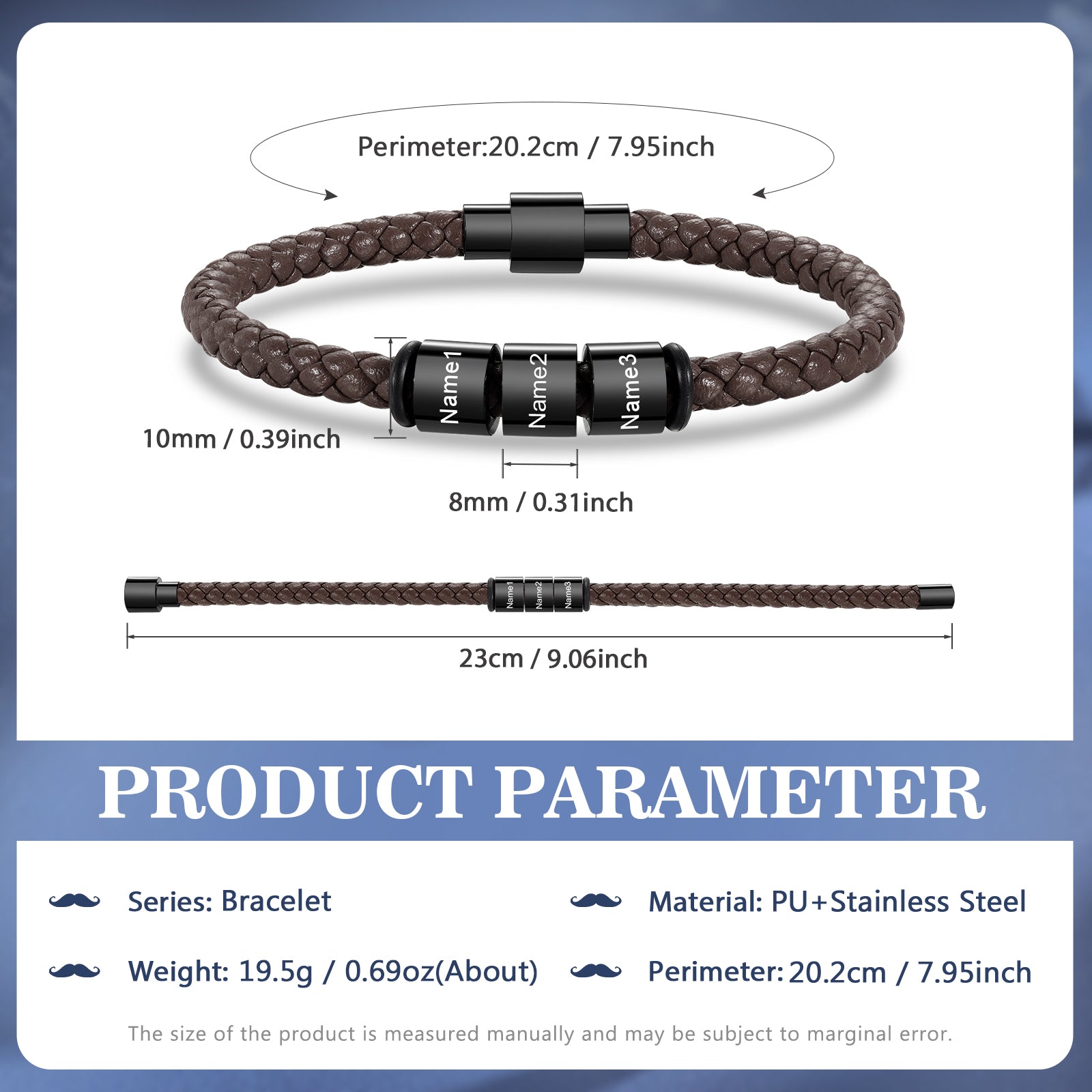 Custom Stainless Steal Leather Bracelet