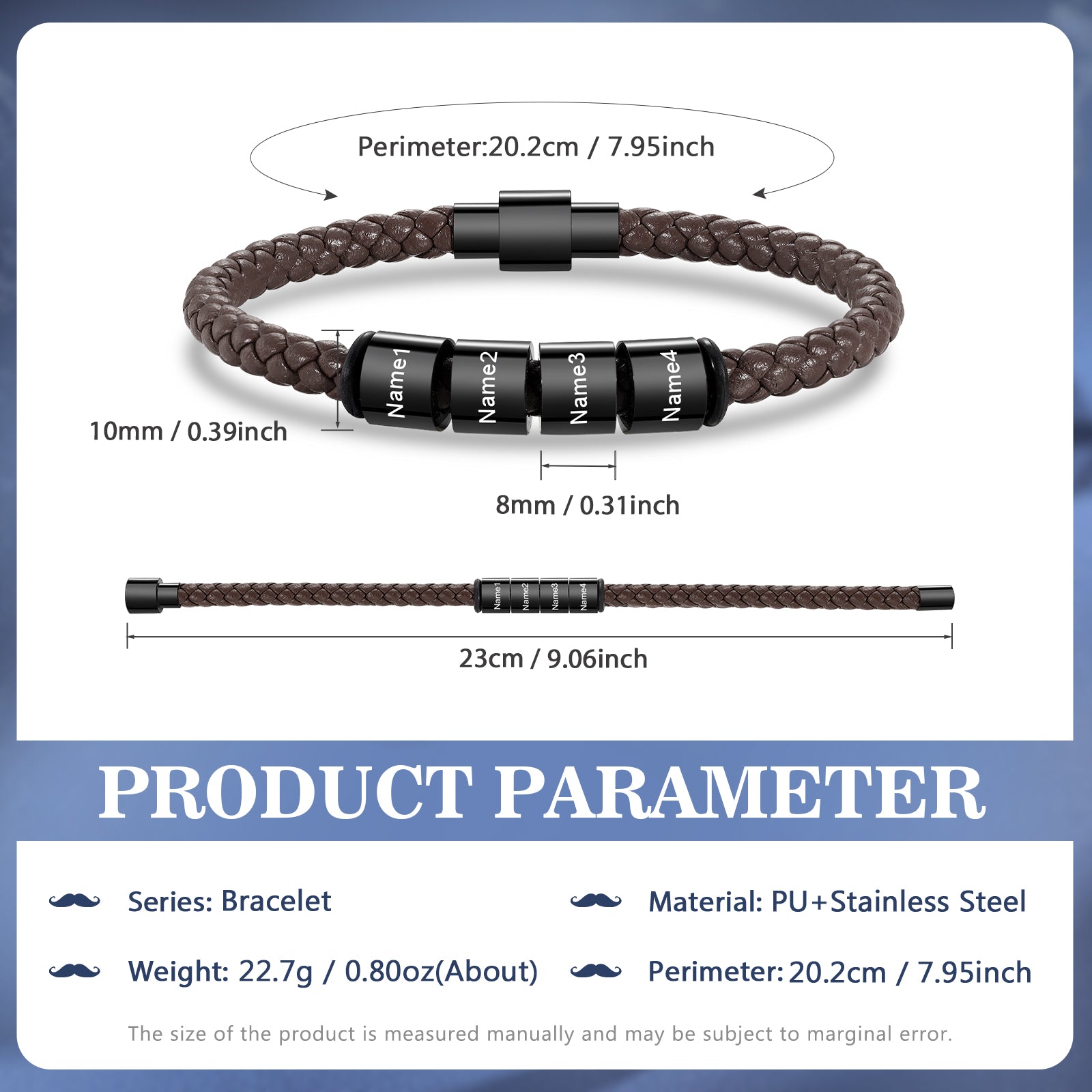 Custom Stainless Steal Leather Bracelet