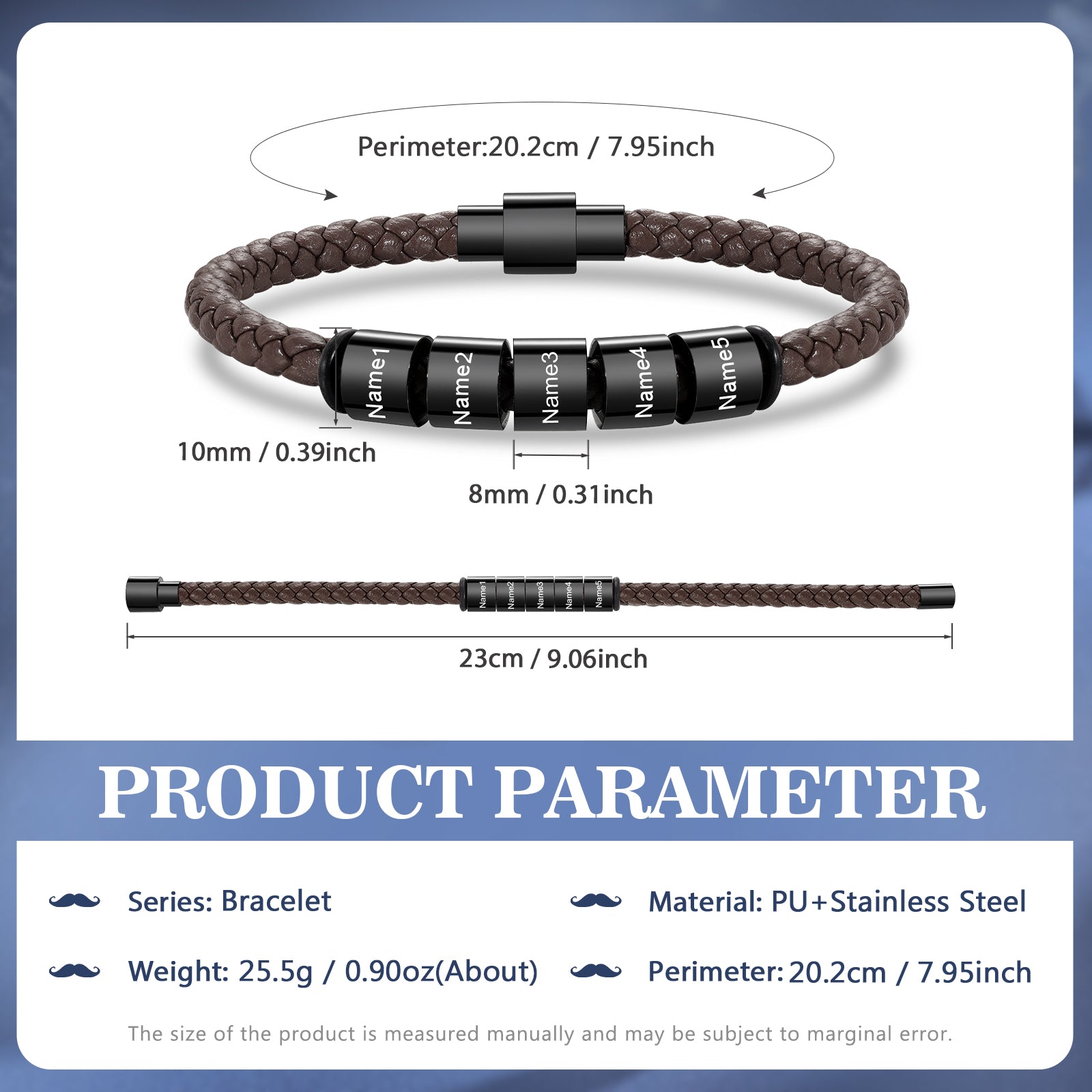 Custom Stainless Steal Leather Bracelet