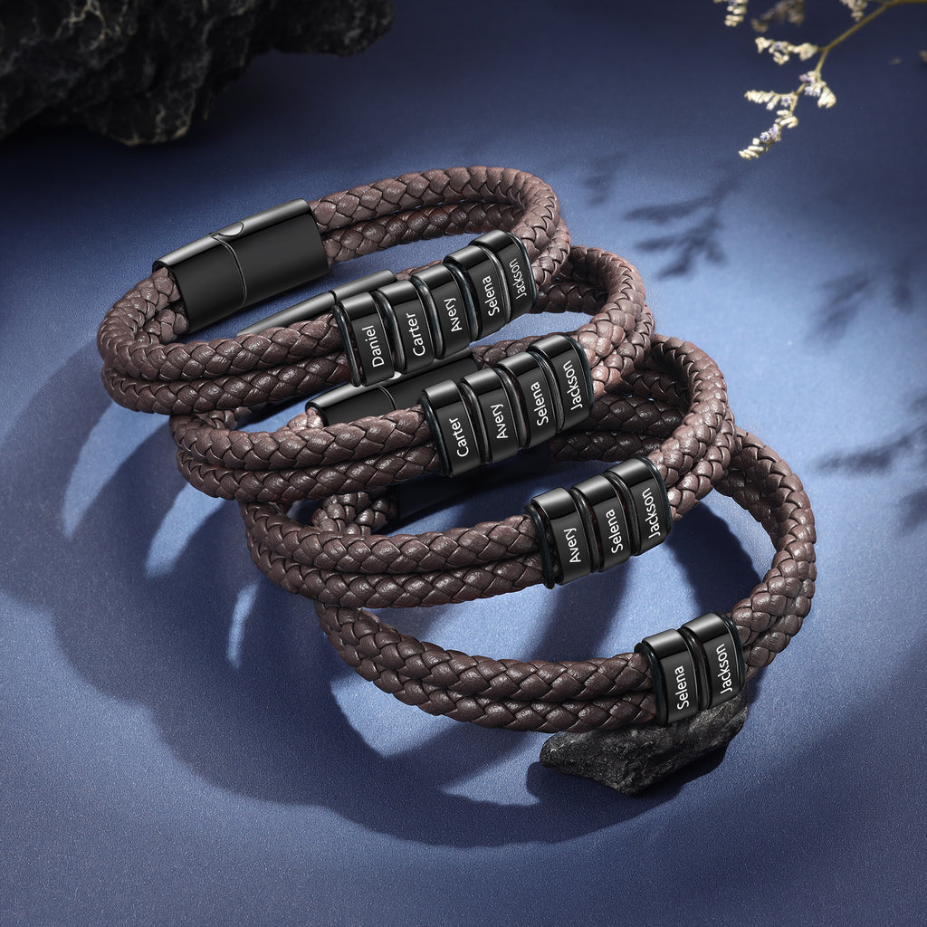 Custom Stainless Steal Leather Bracelet