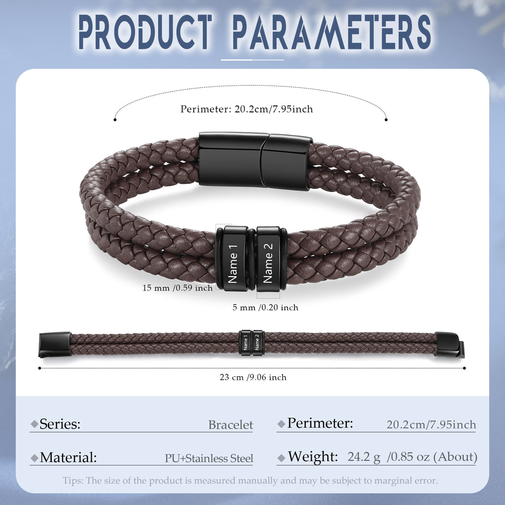 Custom Stainless Steal Leather Bracelet