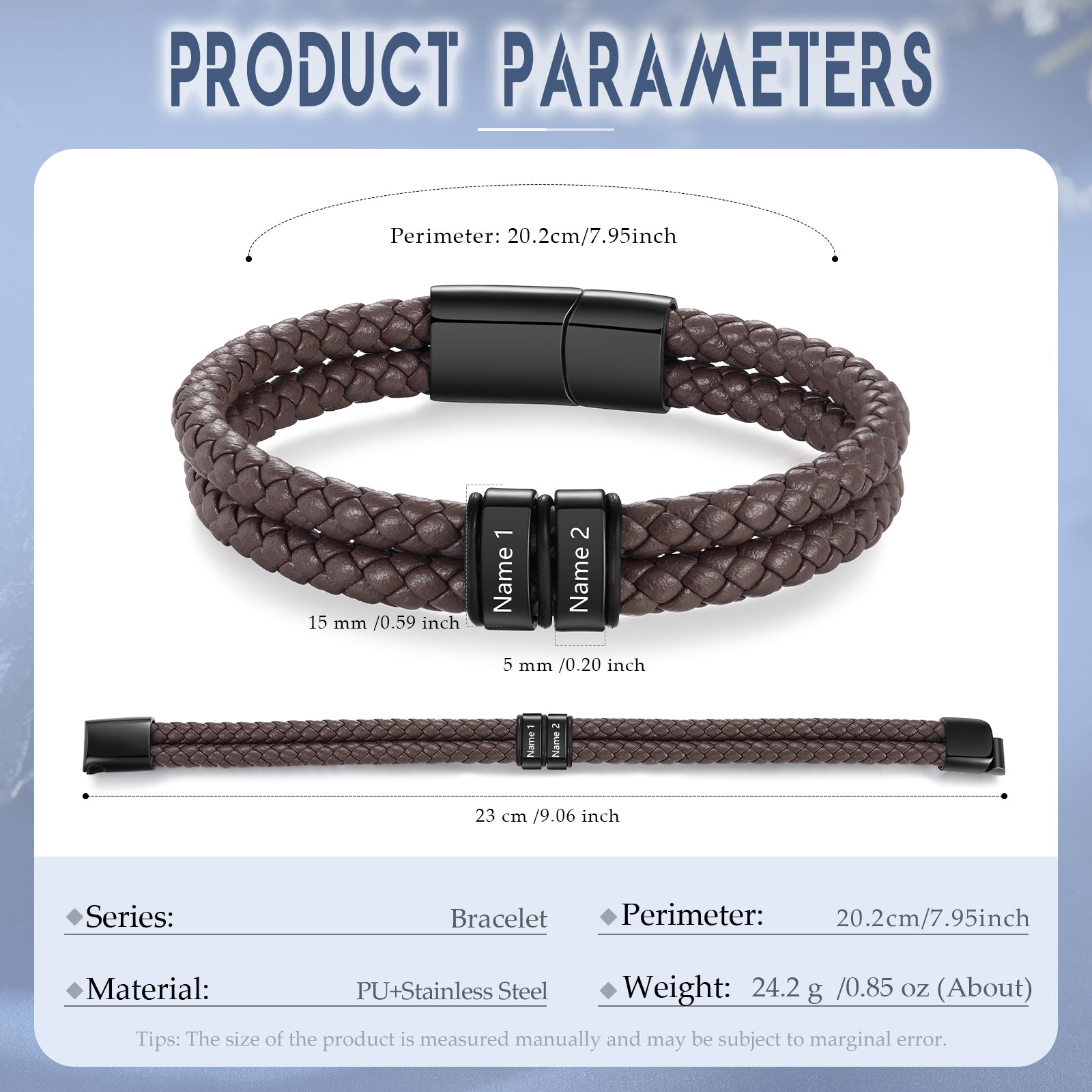 Custom Stainless Steal Leather Bracelet