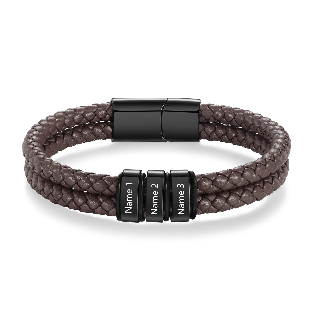 Custom Stainless Steal Leather Bracelet