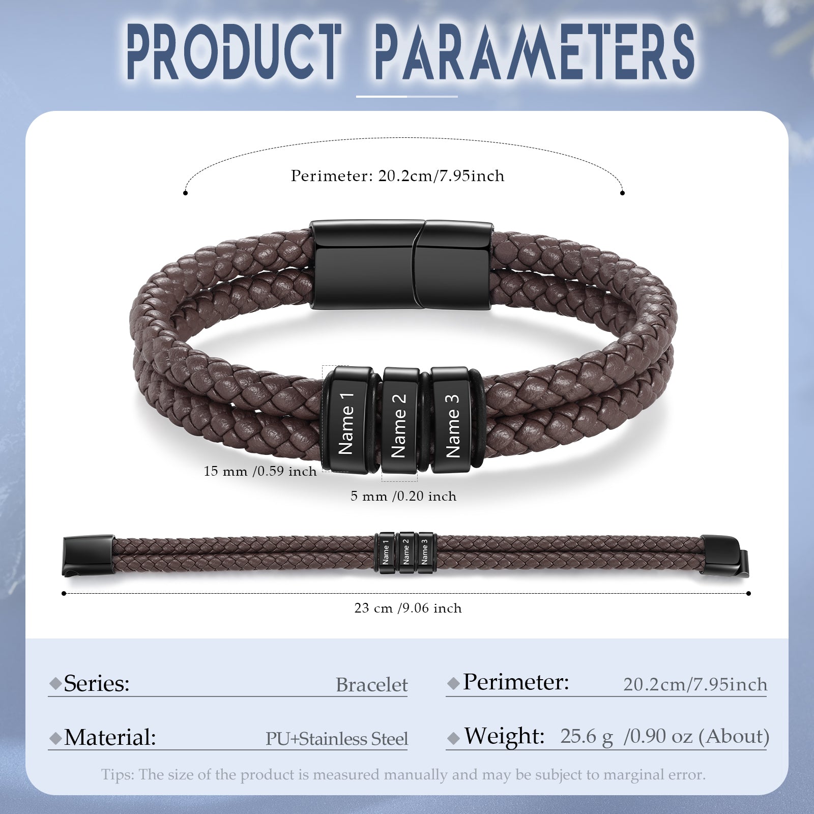 Custom Stainless Steal Leather Bracelet