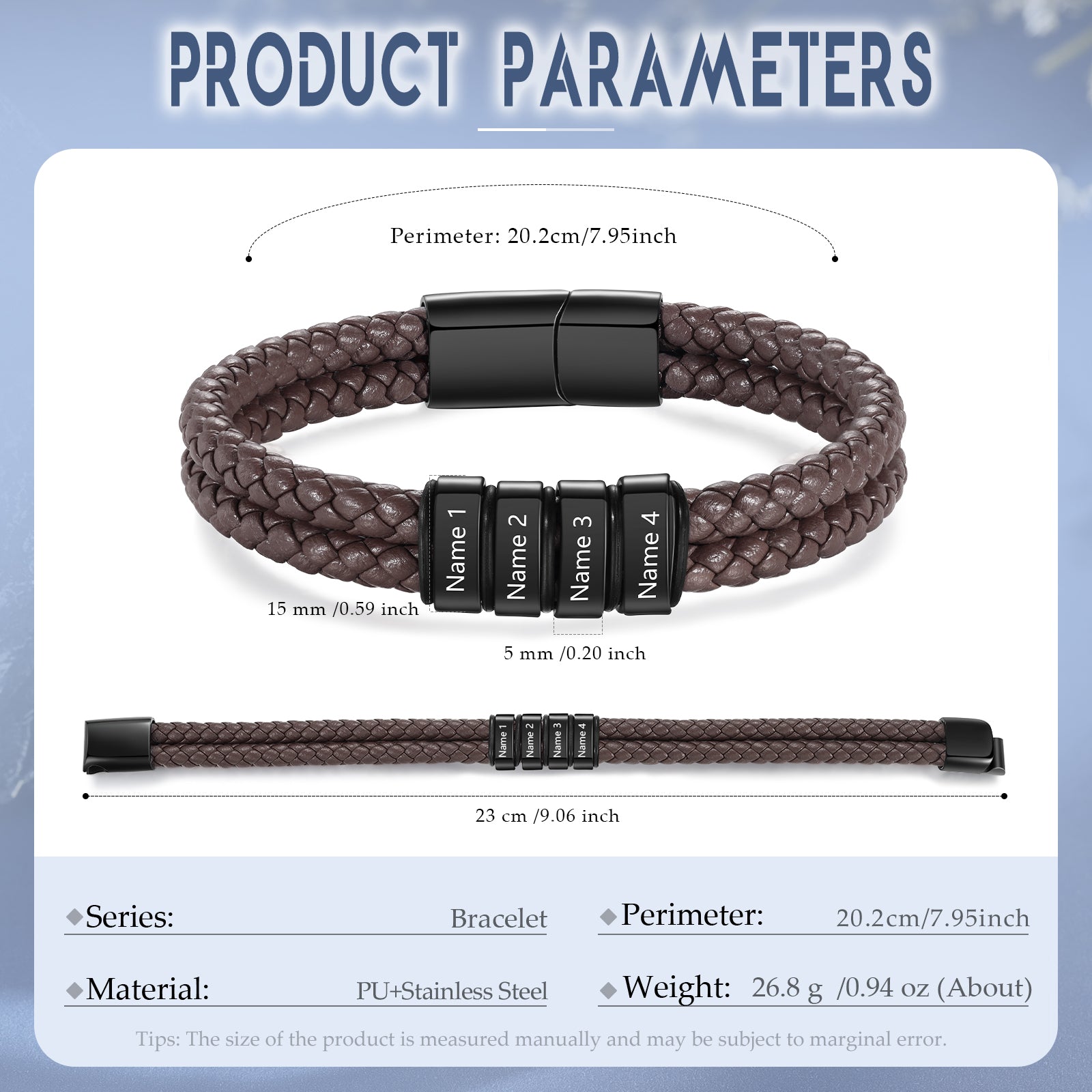 Custom Stainless Steal Leather Bracelet
