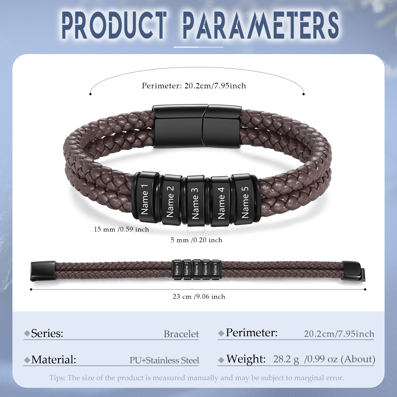 Custom Stainless Steal Leather Bracelet