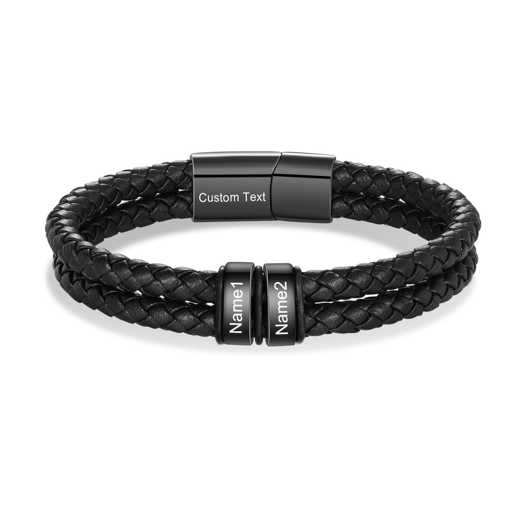 Custom Stainless Steal Leather Bracelet