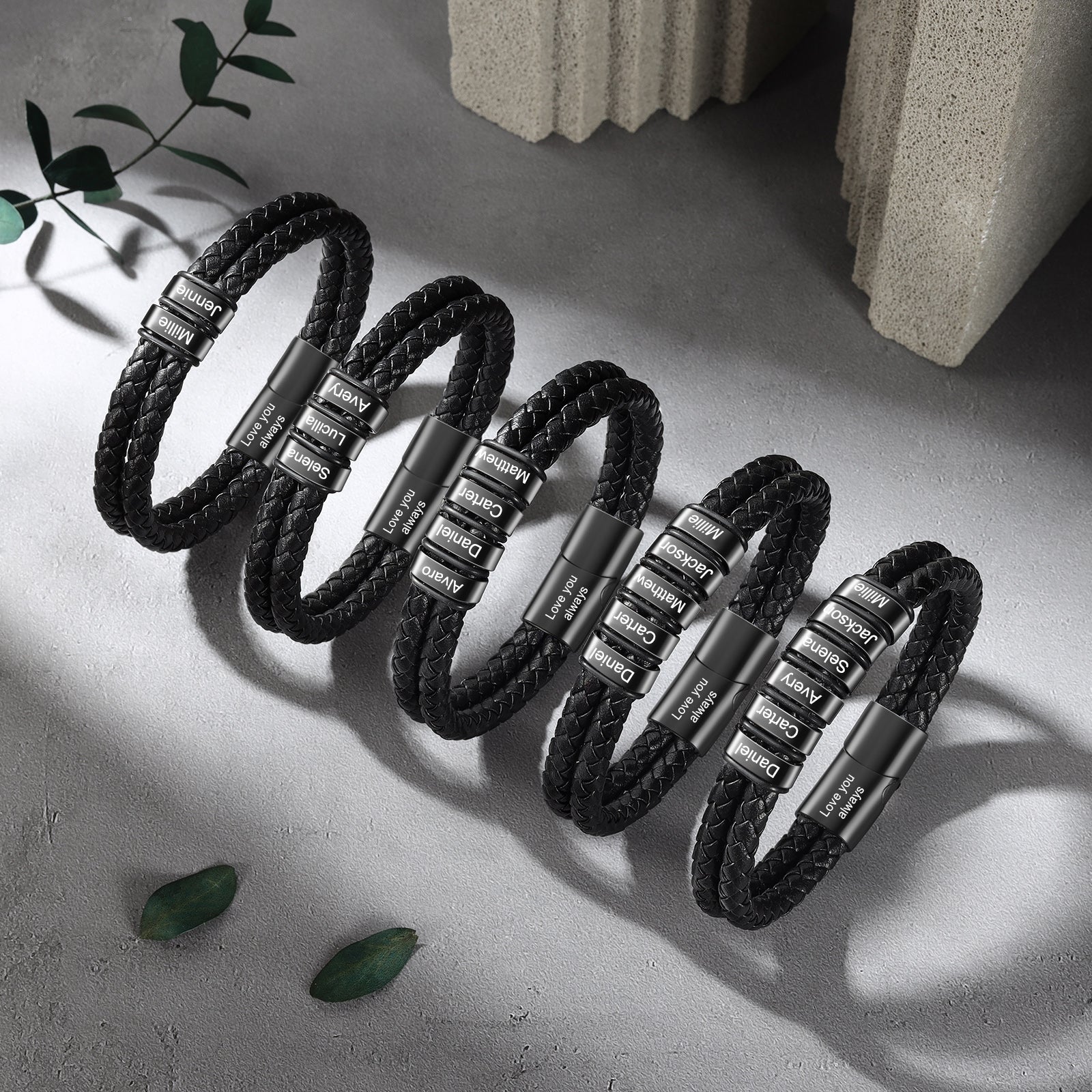 Custom Stainless Steal Leather Bracelet