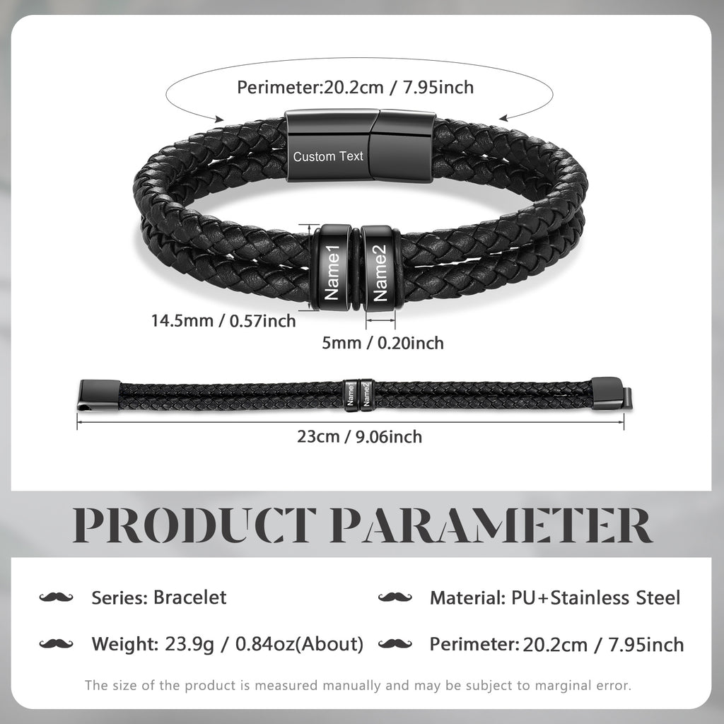 Custom Stainless Steal Leather Bracelet