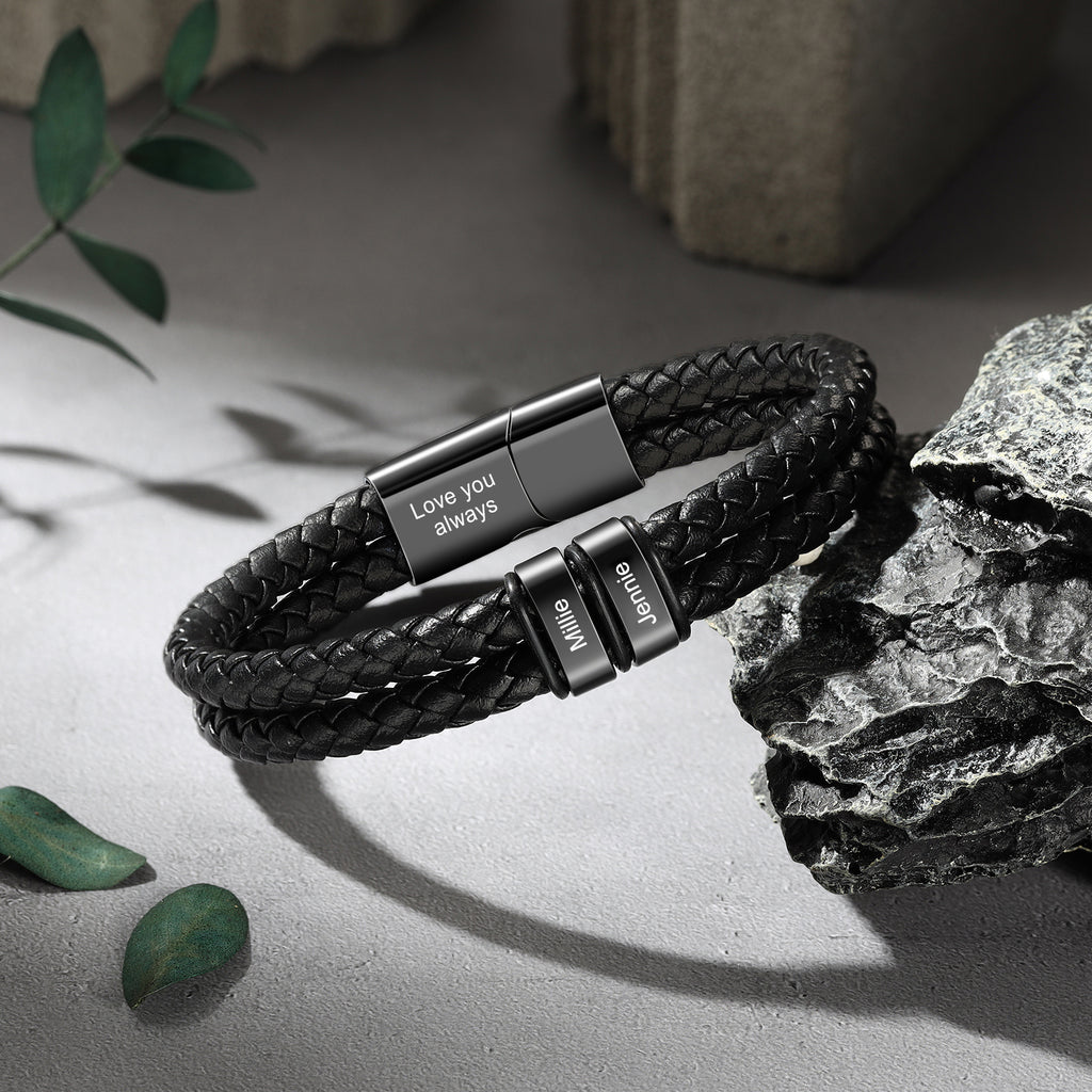Custom Stainless Steal Leather Bracelet