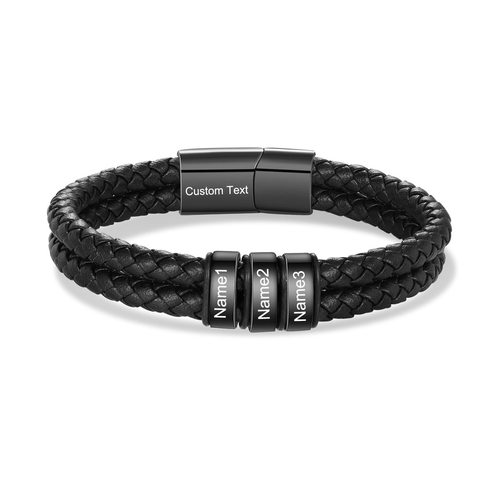Custom Stainless Steal Leather Bracelet