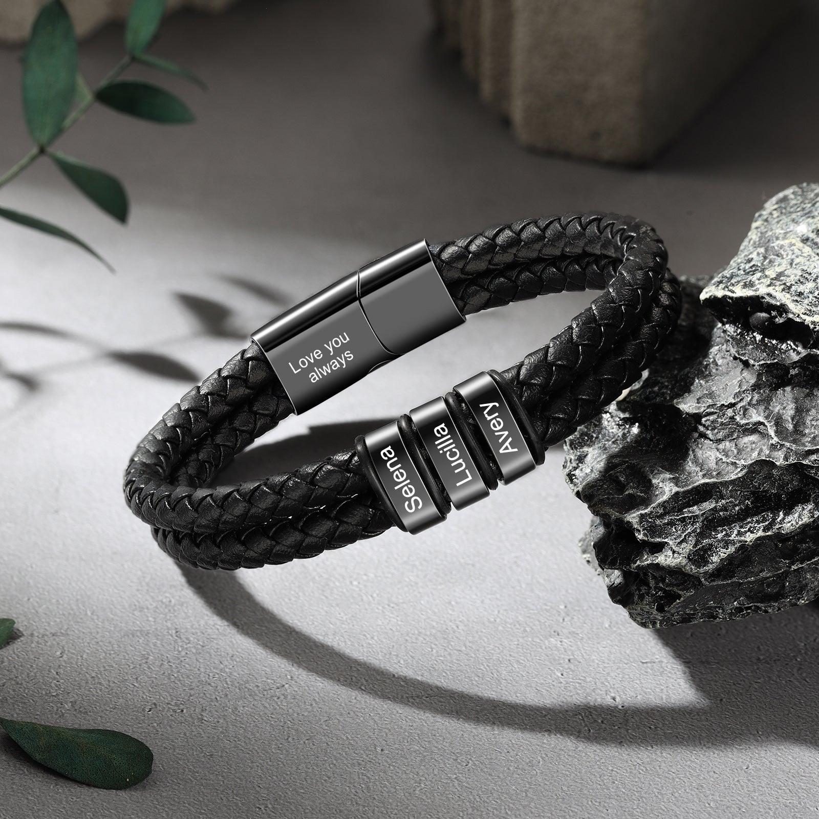 Custom Stainless Steal Leather Bracelet