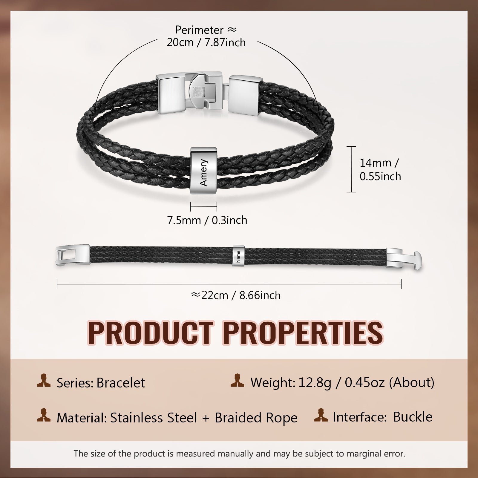 Custom Name Leather Bracket