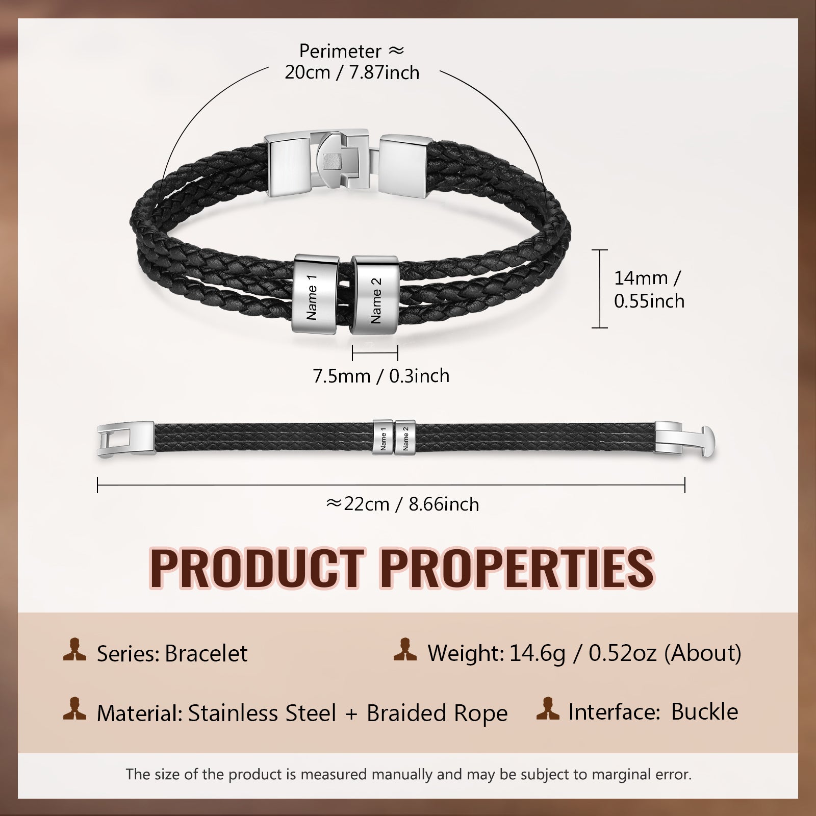Custom Name Leather Bracket