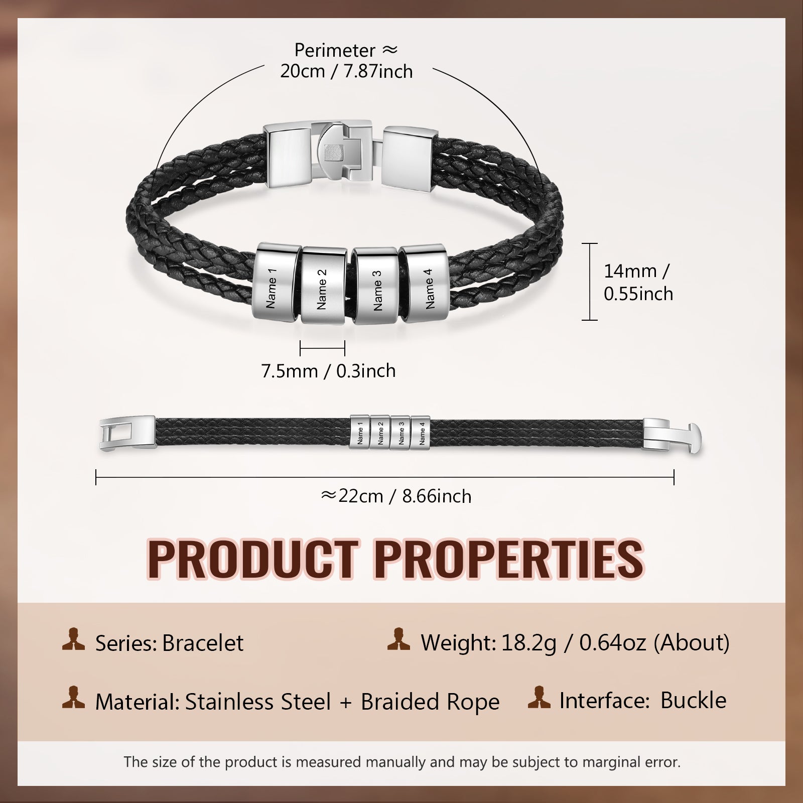 Custom Name Leather Bracket