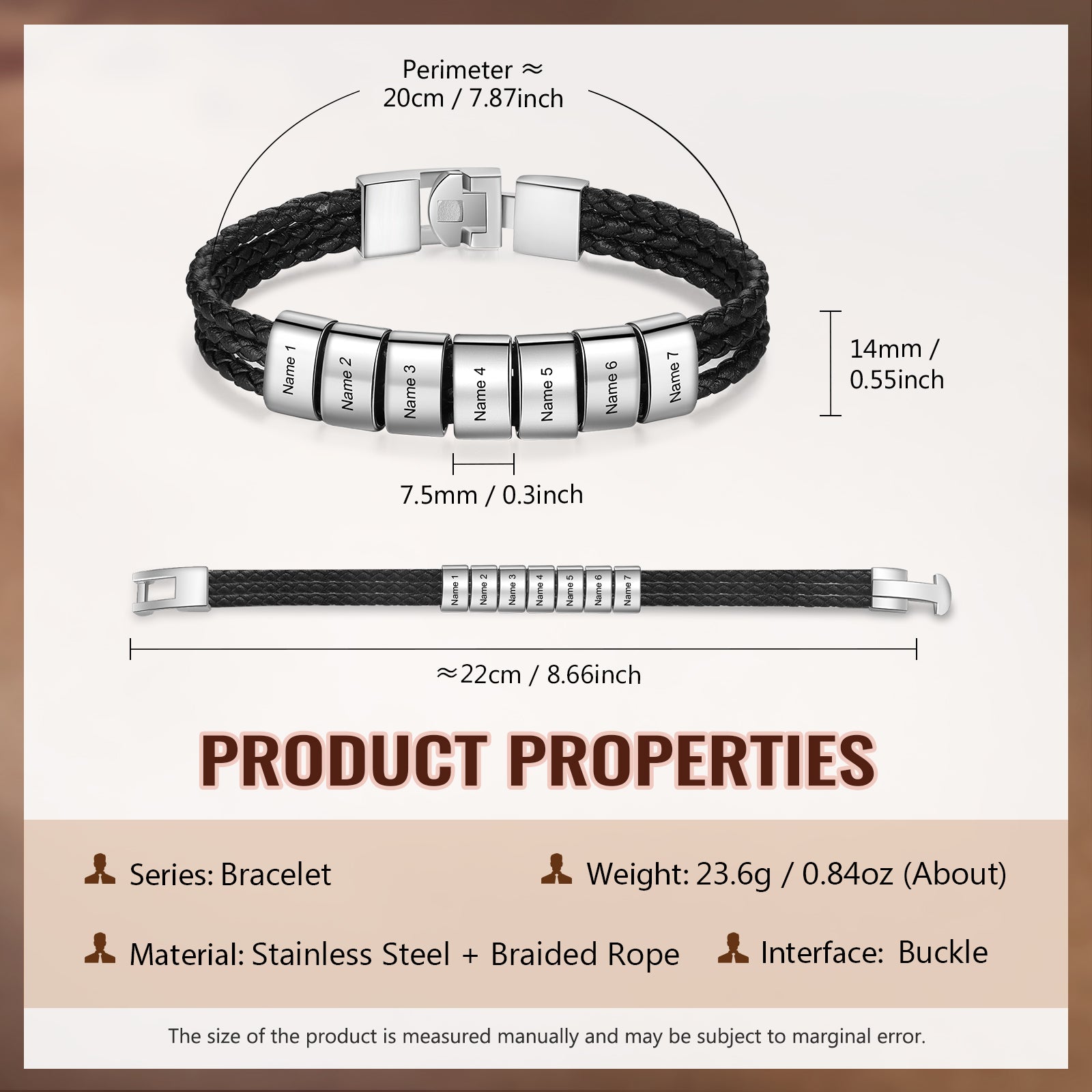 Custom Name Leather Bracket