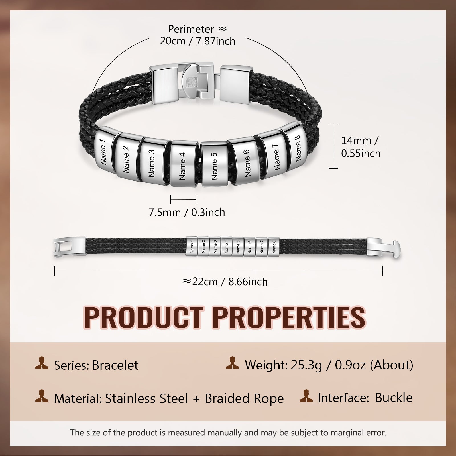Custom Name Leather Bracket