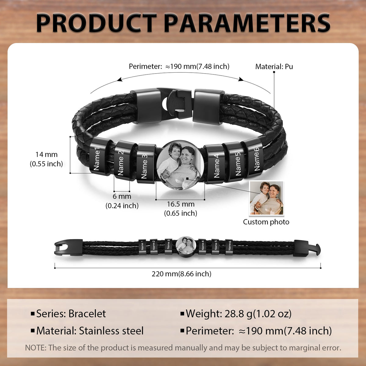Custom Photo Leather Bracelet