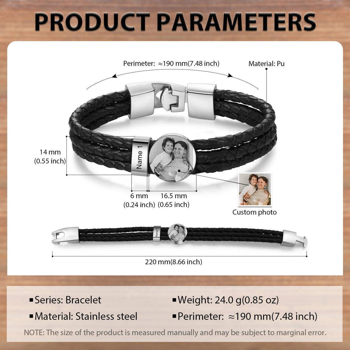 Custom Photo Leather Bracelet