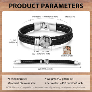 Custom Photo Leather Bracelet