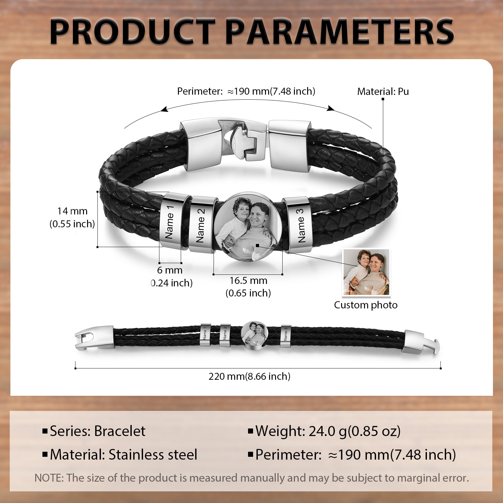 Custom Photo Leather Bracelet