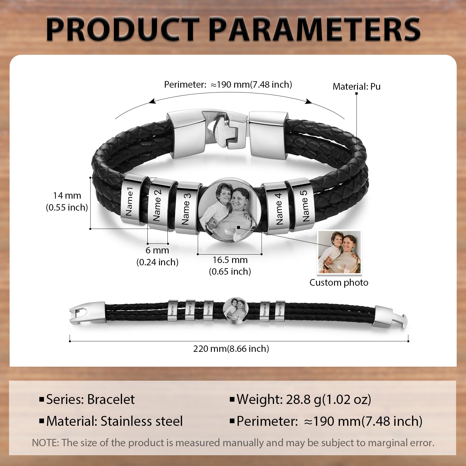 Custom Photo Leather Bracelet