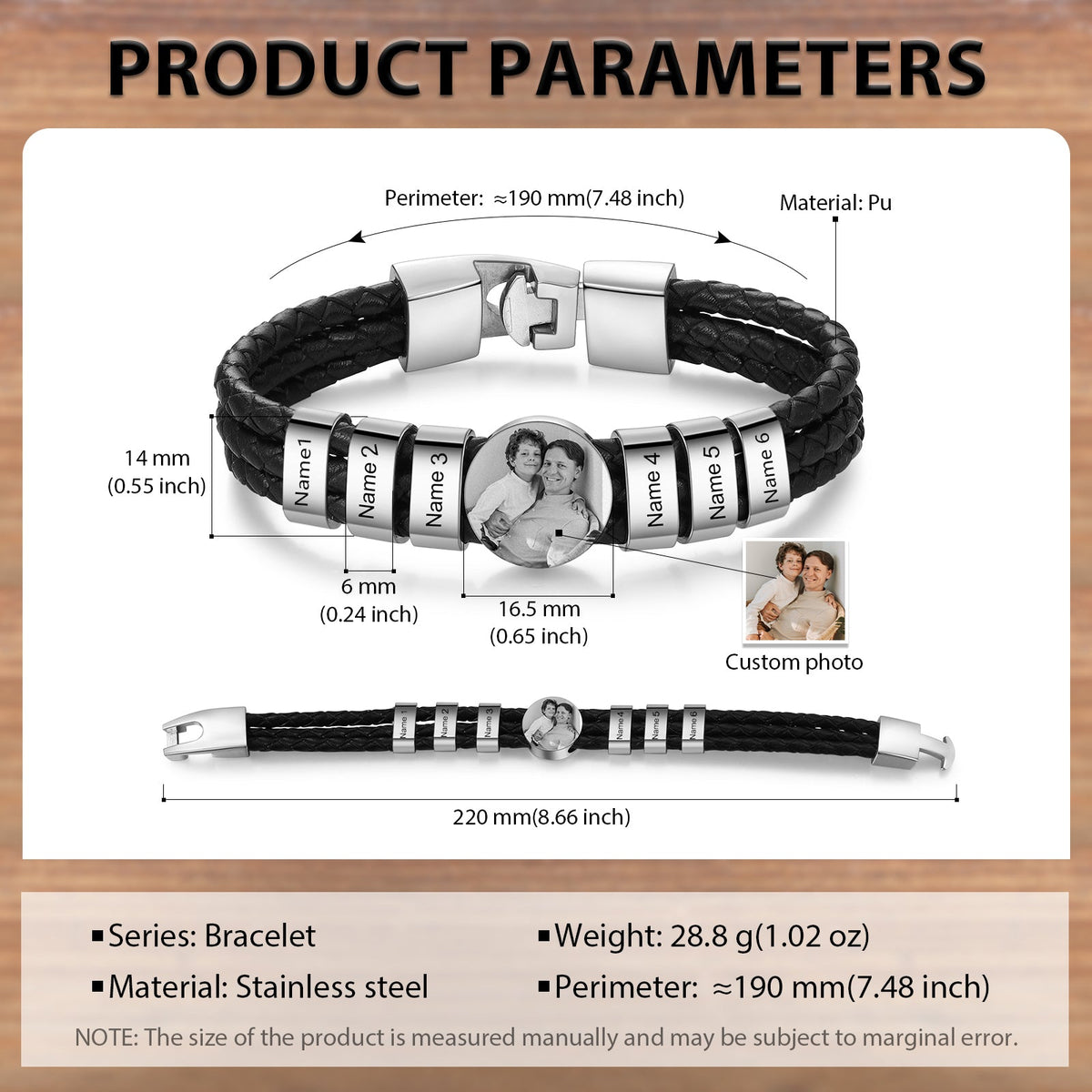 Custom Photo Leather Bracelet