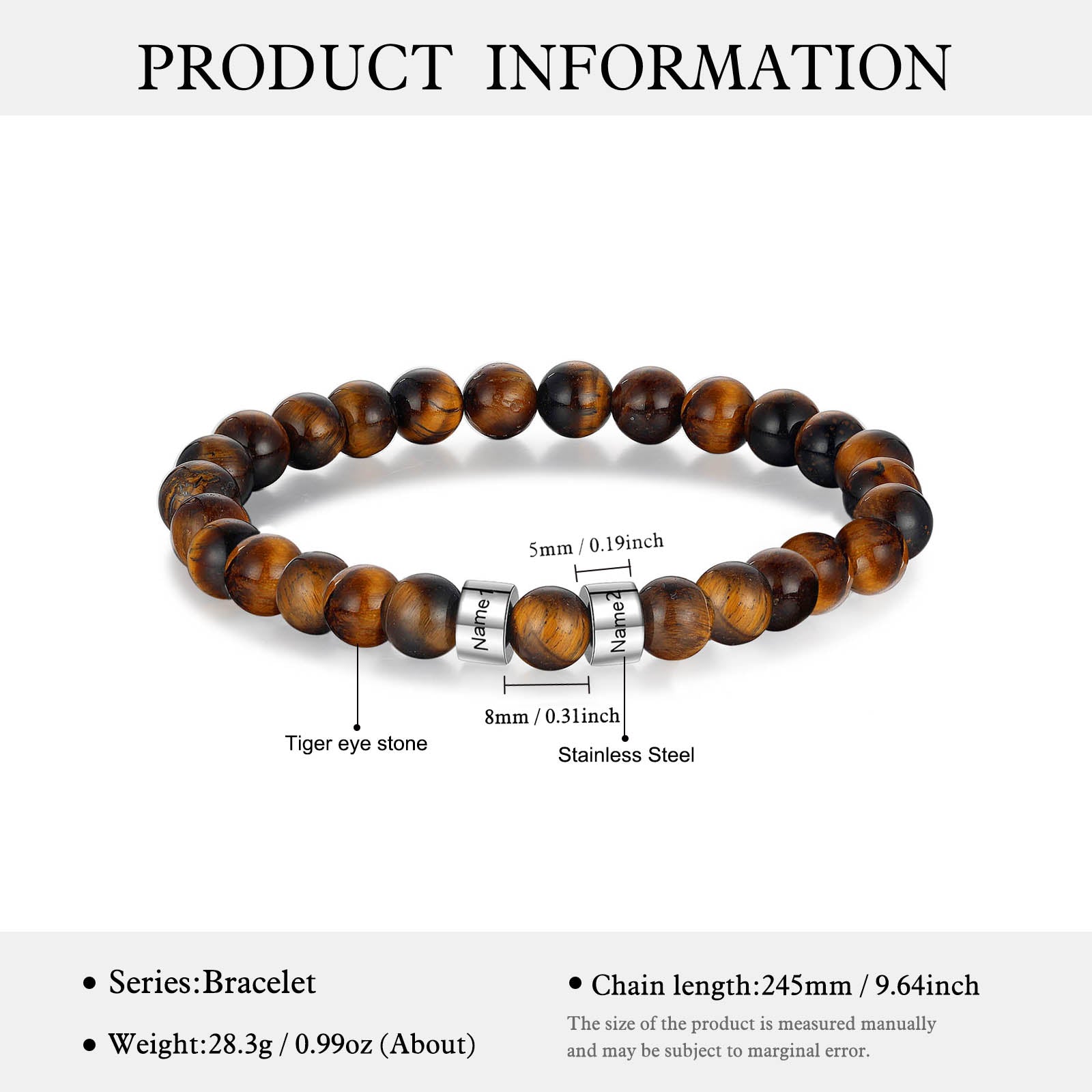Custom Name Tiger eye stone bracelet