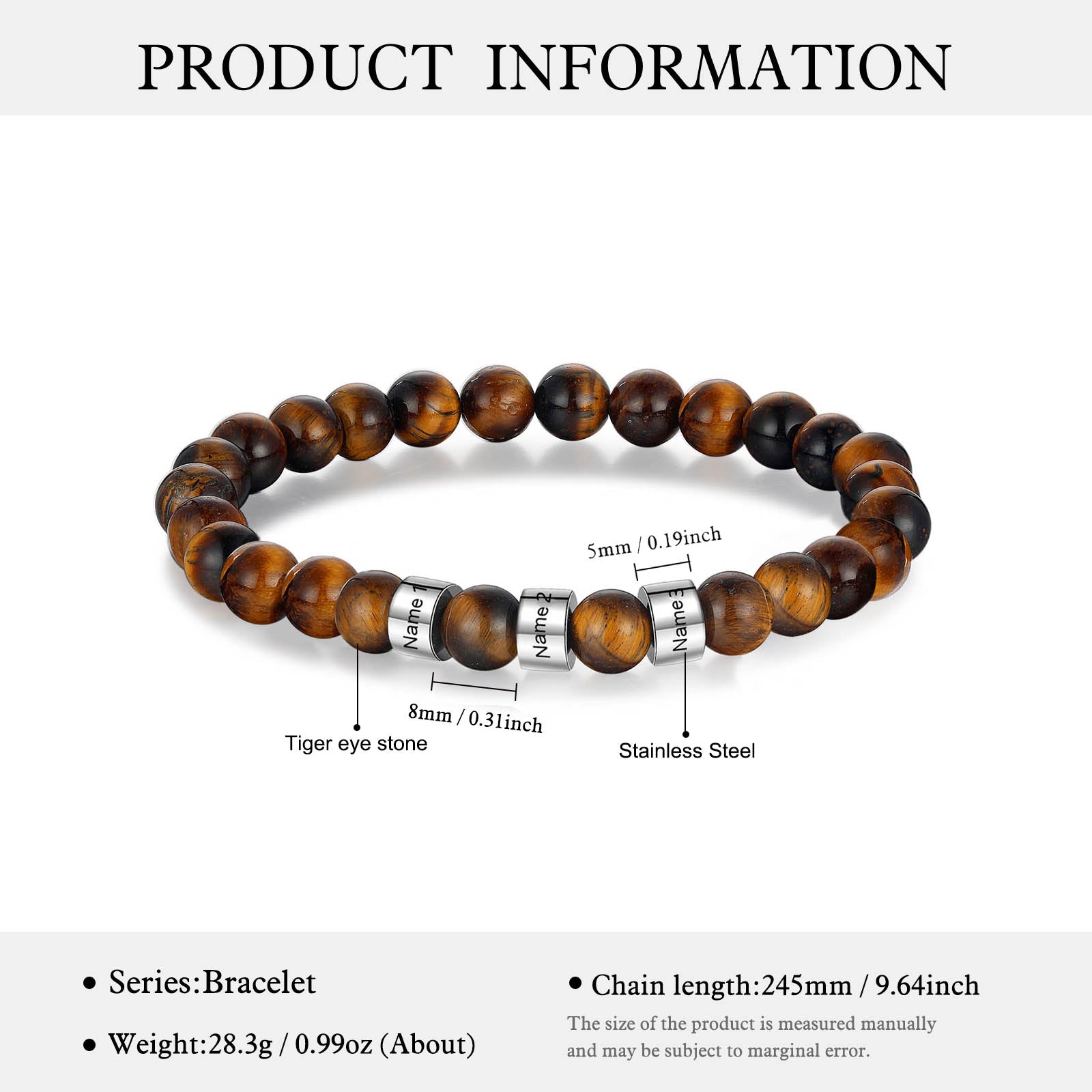 Custom Name Tiger eye stone bracelet