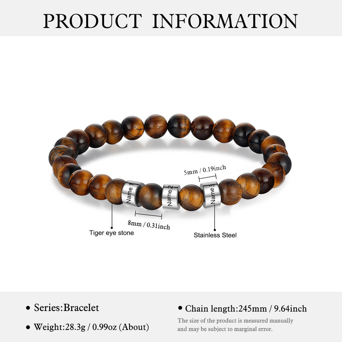 Custom Name Tiger eye stone bracelet